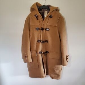 VINTAGE Hudson's Bay Company Brown Wool Blanket Coat Hooded Lined Size Large